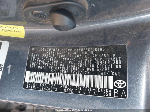 Toyota Corolla S Plus 2015 5YFBURHE1FP287025 Image 9