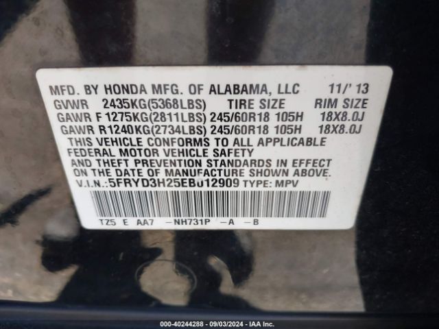 5FRYD3H25EB012909 Acura MDX