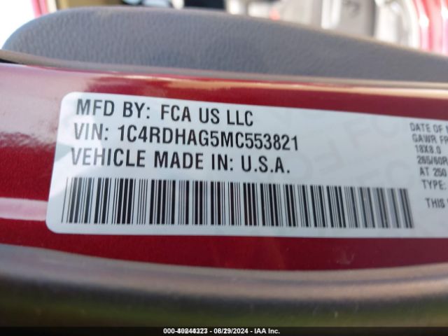 1C4RDHAG5MC553821 Dodge Durango Sxt Plus Rwd