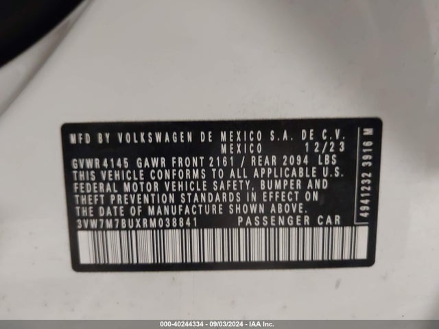 3VW7M7BUXRM038841 Volkswagen Jetta 1.5t Se