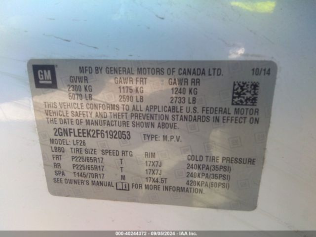 2GNFLEEK2F6192053 Chevrolet EQUINOX LS