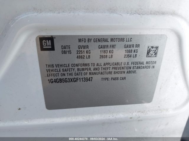 1G4GB5G3XGF113947 Buick Lacrosse Leather