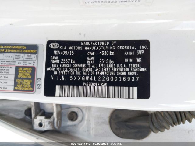 5XXGW4L22GG016937 KIA Optima Sx Turbo