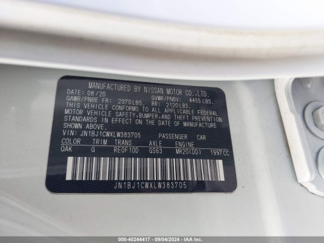 JN1BJ1CWXLW383705 Nissan Rogue Sport S Awd Xtronic Cvt