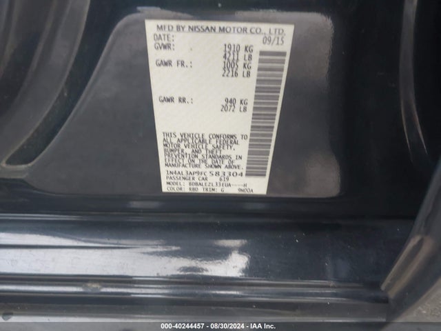 Nissan Altima 2.5 S 2015 1N4AL3AP9FC583304 Image 9