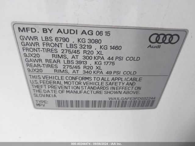 WA1LGAFE3FD032244 Audi Q7 3.0t Premium