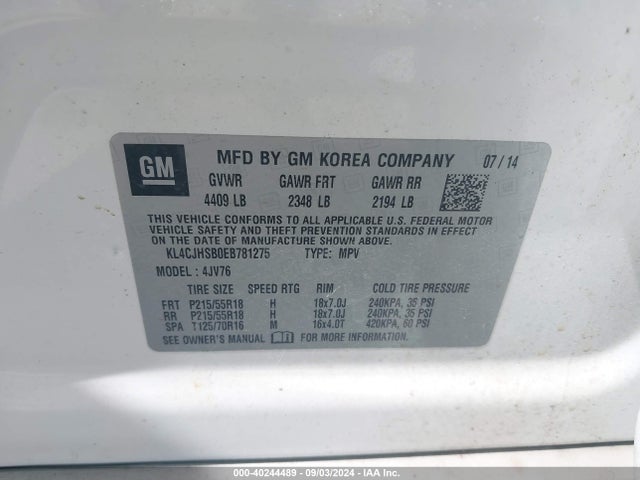 Buick Encore Premium 2014 KL4CJHSB0EB781275 Image 9