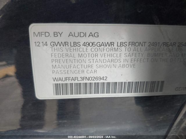 WAUFFAFL3FN026942 Audi A4 2.0t Premium
