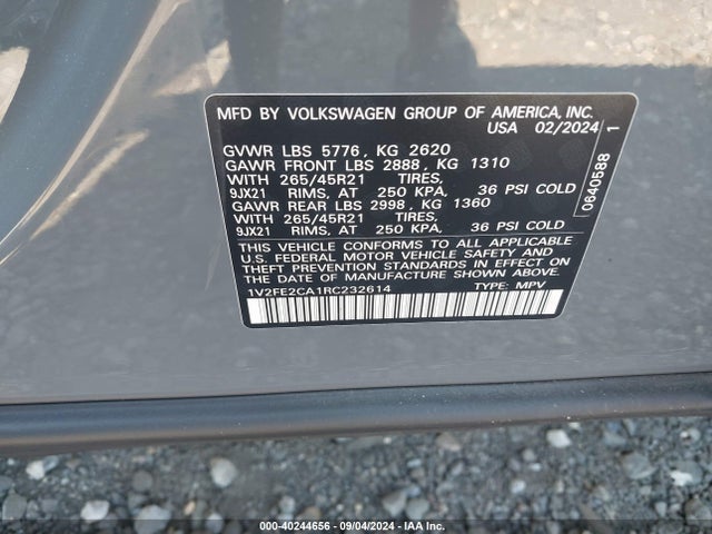 1V2FE2CA1RC232614 Volkswagen Atlas Cross Sport 2.0t Sel Premium R-line