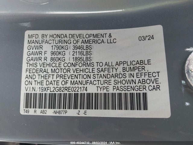Honda Civic Sport 2024 19XFL2G82RE022174 Image 9