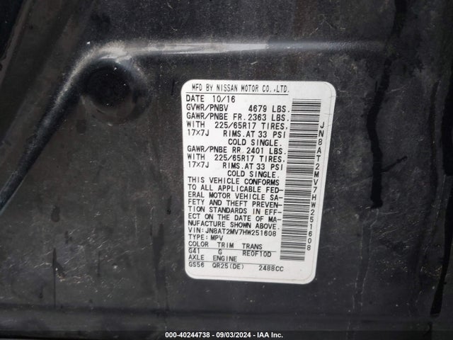 Nissan ROGUE S 2017 JN8AT2MV7HW251608 Image 9