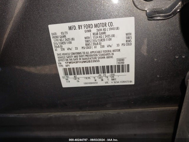 Ford Explorer Limited 2021 1FMSK8FH2MGB33933 Image 9
