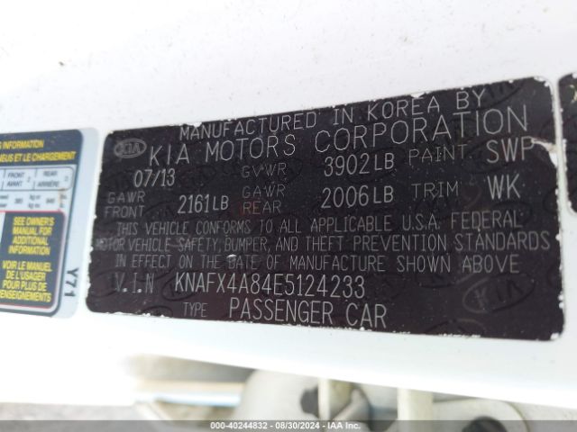 KNAFX4A84E5124233 KIA FORTE EX