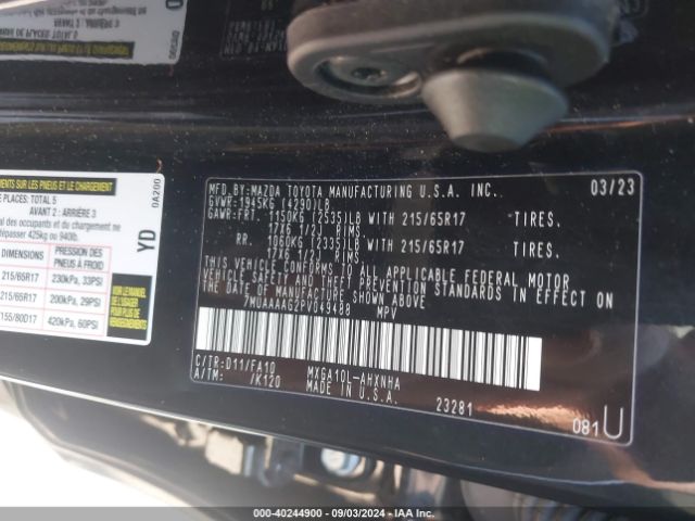 7MUAAAAG2PV049488 Toyota Corolla Cross L