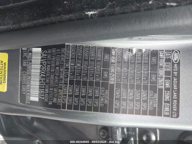 SALVP2RX4JH311617 Land Rover Range Rover Evoque Se/se Premium