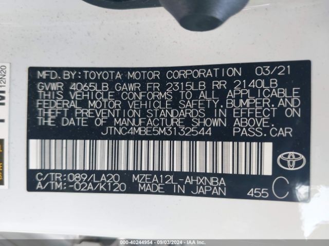 JTNC4MBE5M3132544 Toyota Corolla Xse