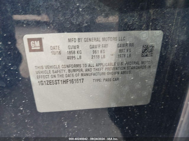 Chevrolet MALIBU 1LT 2017 1G1ZE5ST1HF161617 Image 9