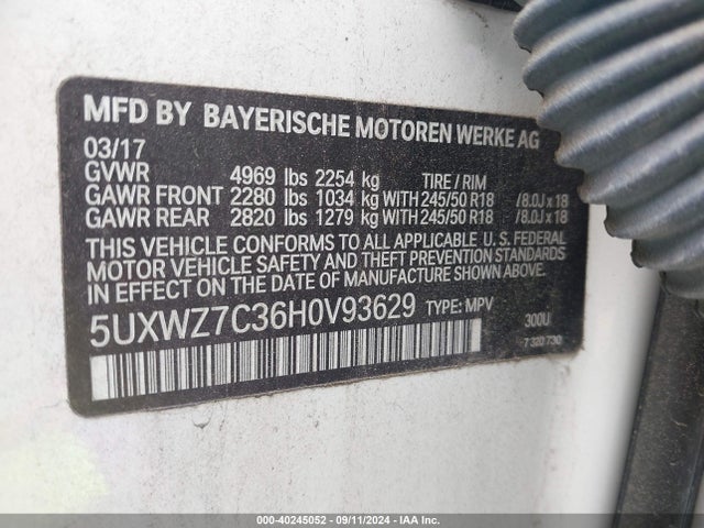 5UXWZ7C36H0V93629 BMW X3 Sdrive28i