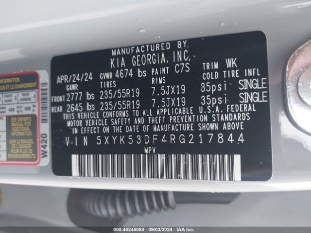 5XYK53DF4RG217844 KIA Sportage Sx-prestige