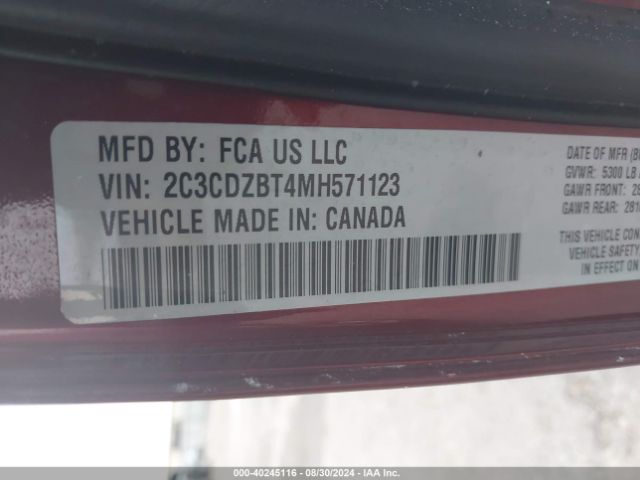 2C3CDZBT4MH571123 Dodge Challenger R/t
