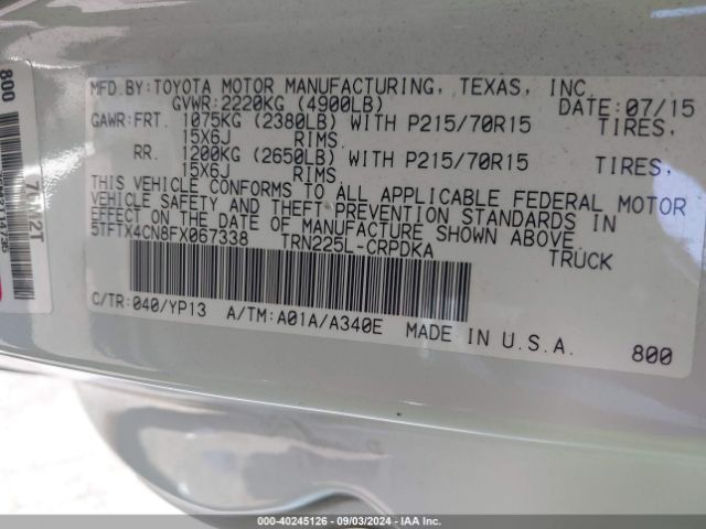 5TFTX4CN8FX067338 Toyota Tacoma
