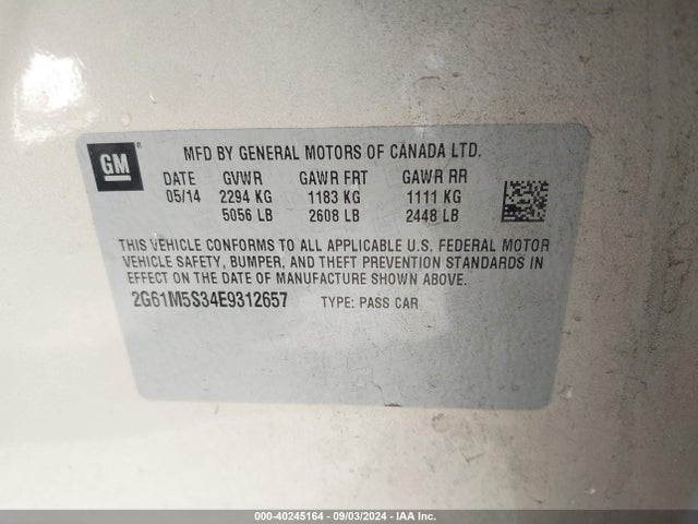 2G61M5S34E9312657 Cadillac XTS LUXURY