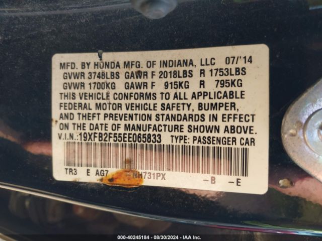 19XFB2F55EE065833 Honda Civic Lx