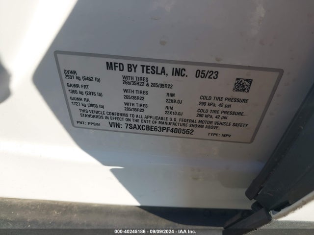 2023 TESLA MODEL X 7SAXCBE63PF400552 Photo 8