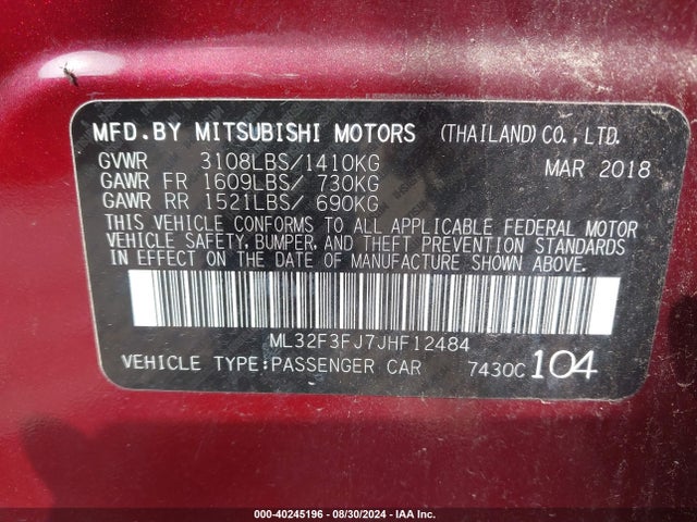 2018 MITSUBISHI MIRAGE G4 ML32F3FJ7JHF12484 Photo 8