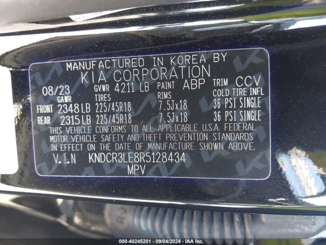 KNDCR3LE8R5128434 KIA Niro Ex Touring