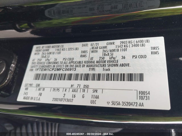 Ford F-150 Xlt 2021 1FTEW1CP2MFC06913 Image 9