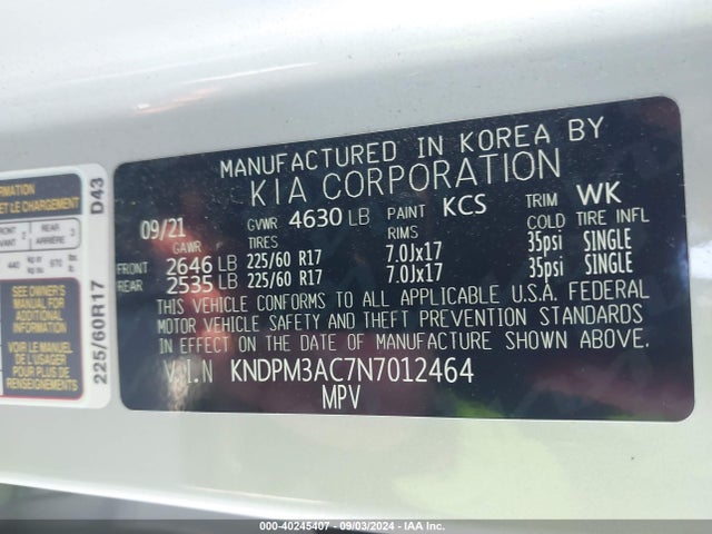 KIA Sportage Lx 2022 KNDPM3AC7N7012464 Image 9