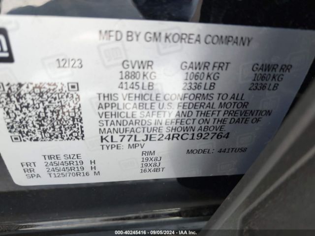 KL77LJE24RC192764 Chevrolet Trax Fwd 2rs