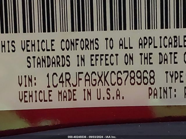 1C4RJFAGXKC678968 Jeep Grand Cherokee Altitude 4x4