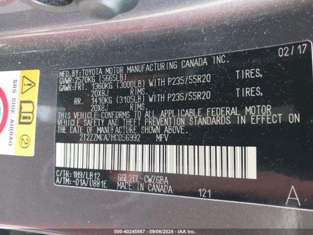 2T2ZZMCA7HC056992 Lexus RX 350