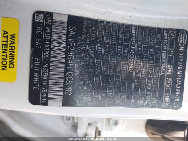 SALVP2BG4HH208282 Land Rover Range Rover Evoque Se/se Premium