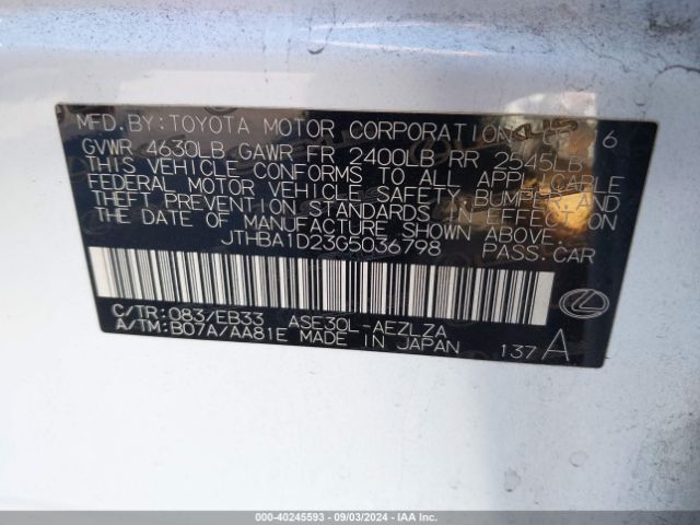 JTHBA1D23G5036798 Lexus IS 200T