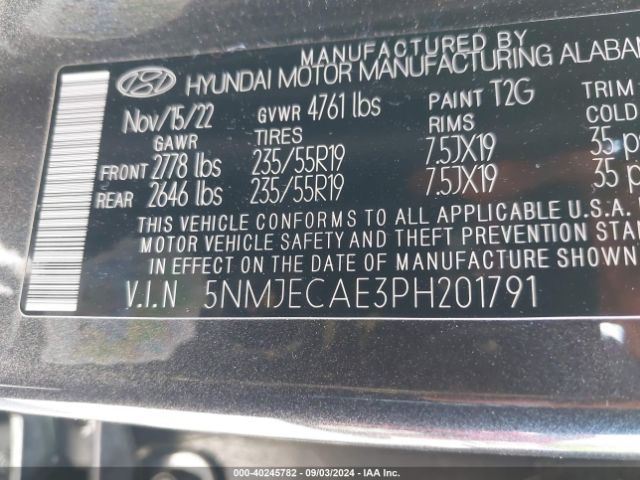 5NMJECAE3PH201791 Hyundai Tucson Limited