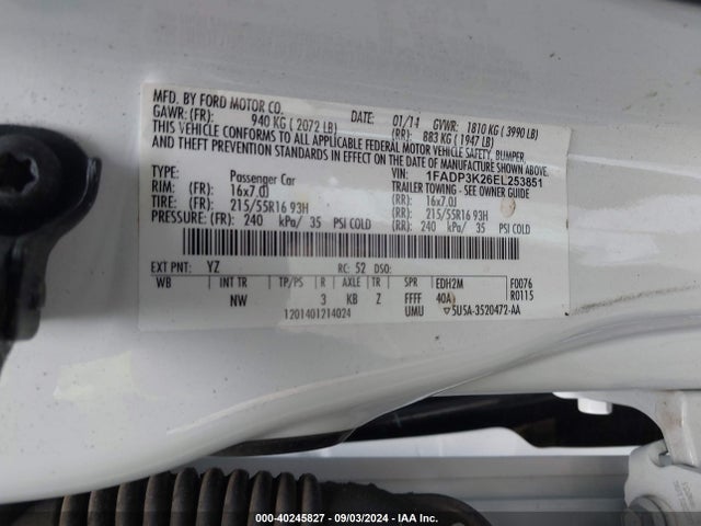 Ford FOCUS SE 2014 1FADP3K26EL253851 Image 9