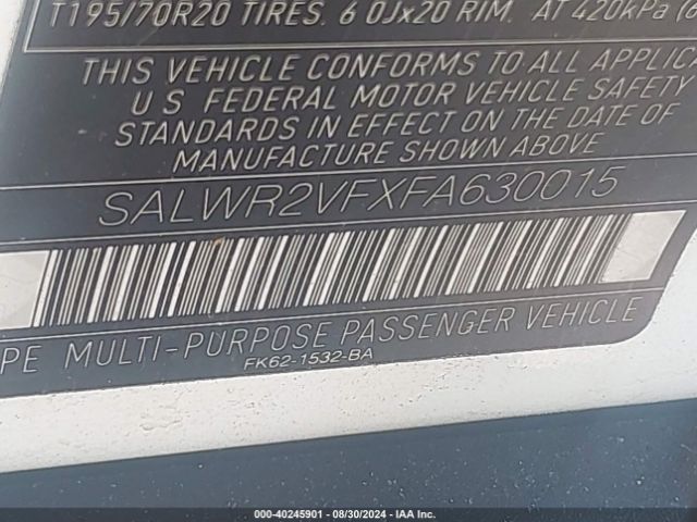 SALWR2VFXFA630015 Land Rover Range Rover Sport 3.0l V6 Supercharged Hse