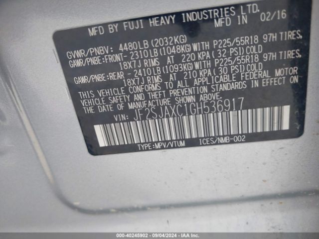 JF2SJAXC1GH536917 Subaru Forester 2.5i Touring