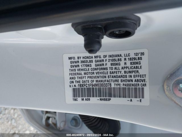 19XFC1F94ME003378 Honda Civic Touring