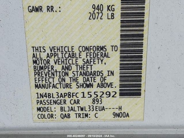 1N4BL3AP8FC155292 Nissan Altima 3.5 Sl