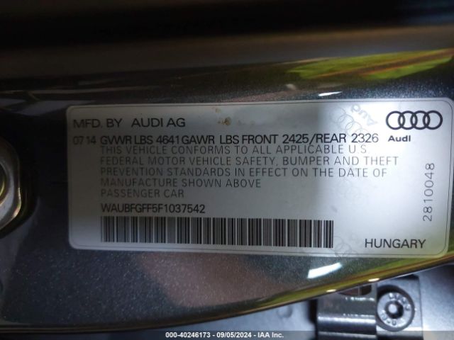 WAUBFGFF5F1037542 Audi S3 2.0t Premium Plus