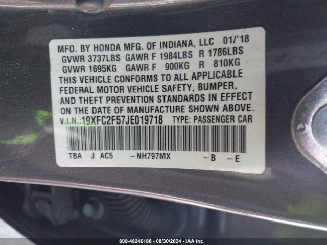 19XFC2F57JE019718 Honda Civic Lx