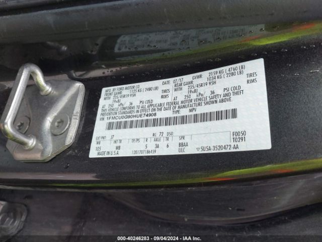 1FMCU0G90HUE74908 Ford ESCAPE SE