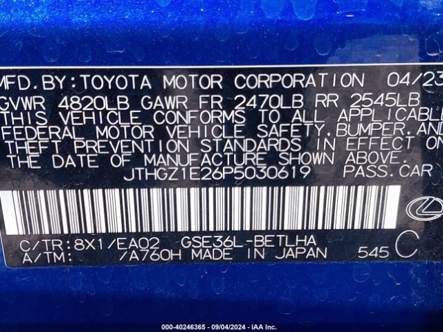 JTHGZ1E26P5030619 Lexus Is 350 F Sport