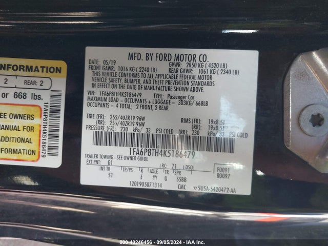 Ford Mustang Ecoboost Premium 2019 1FA6P8TH4K5186479 Image 9