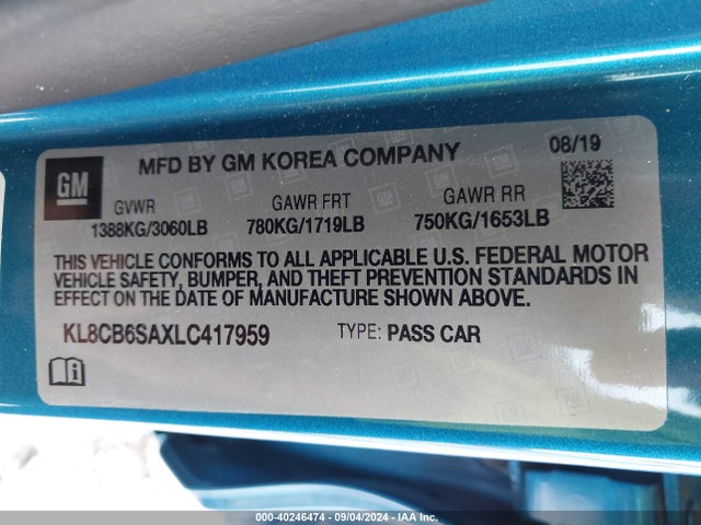 Chevrolet Spark Fwd Ls Automatic 2020 KL8CB6SAXLC417959 Image 9
