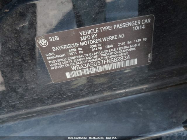 WBA3A5G57FNS82834 BMW 328I
